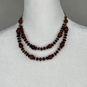 Peyote Bird Free Spirit Double-Strand Natural Wood Bead Short Necklace NWT
